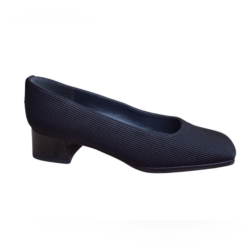 Stuart Weitzman Black Grosgrain Heeled Slip On Shoes Size 5M - Picture 7 of 9